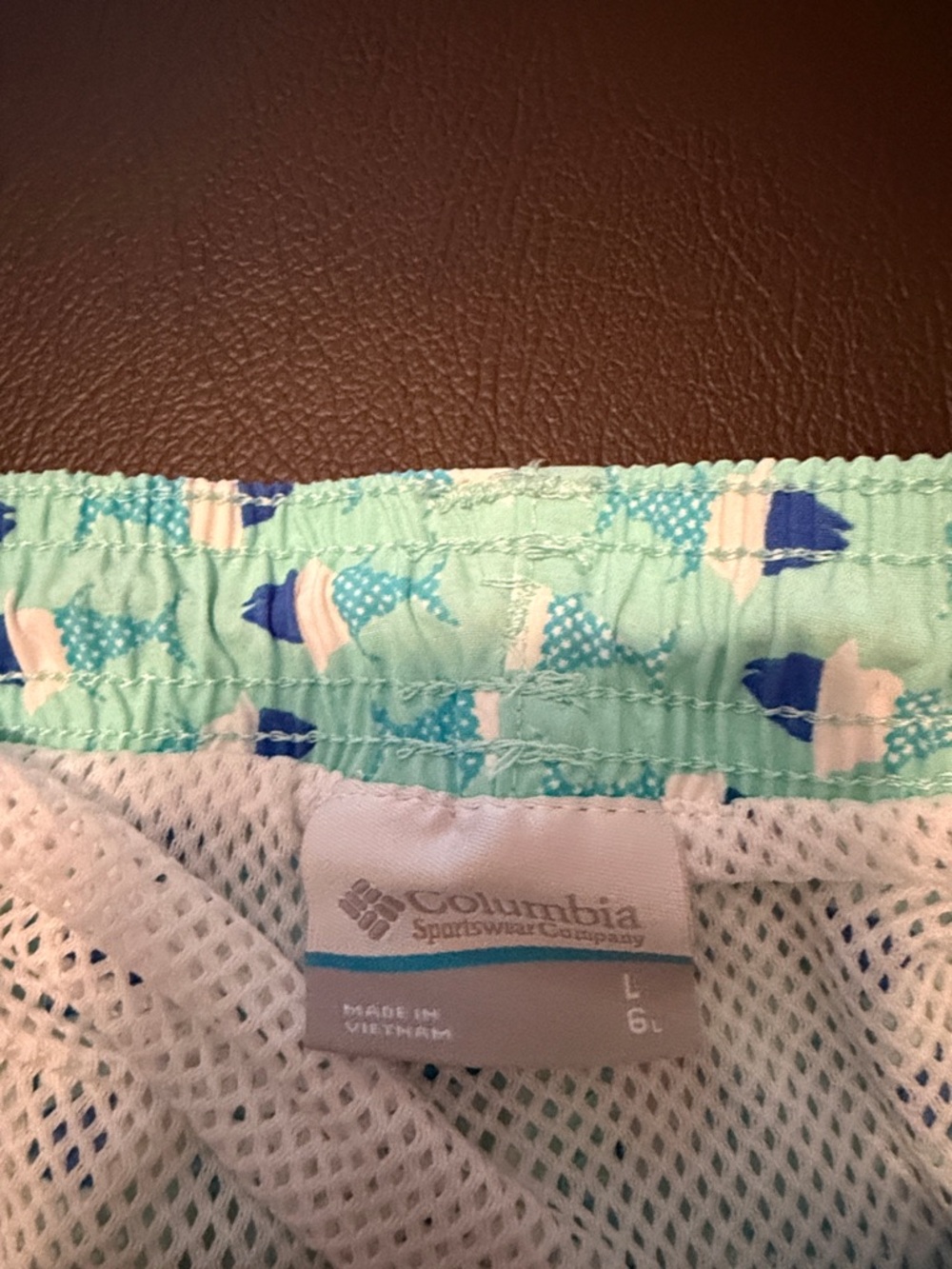 Columbia Seafoam Geometric Fish-Print Men’s Swim Midi - Picture 2 of 2